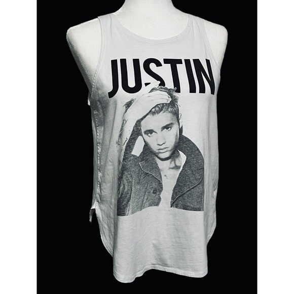 Bravado 2016 JUSTIN BIEBER White Concert Tank Women’s Size M 100% Cotton - Picture 1 of 8